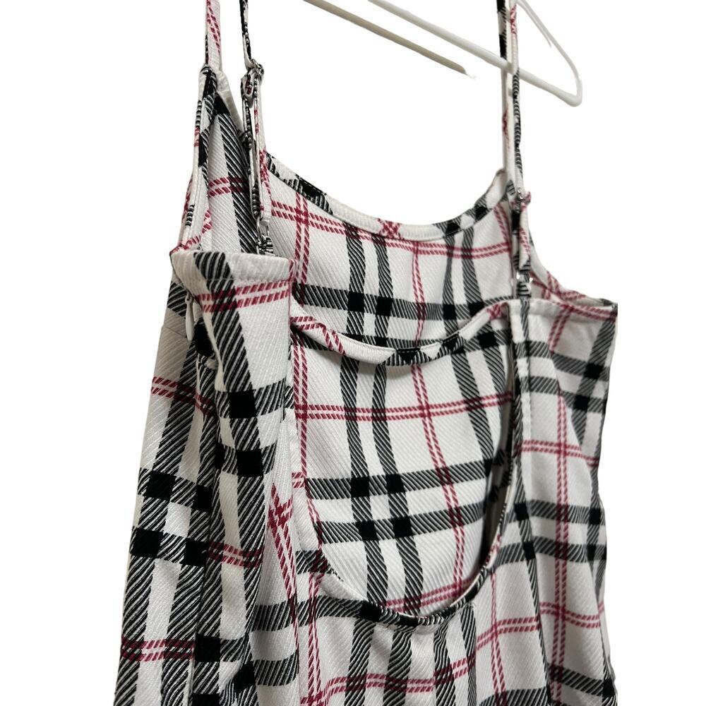 Forever 21 Plaid Bodycon Open Back Mini Dress Red Black White Medium - Picture 4 of 5